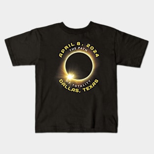 Dallas Texas Solar Eclipse Totality April 8 2024 Kids T-Shirt